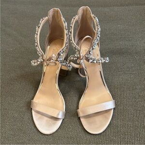 Jewel Badgley Mischka Thamar Crystal Strappy Block Heel